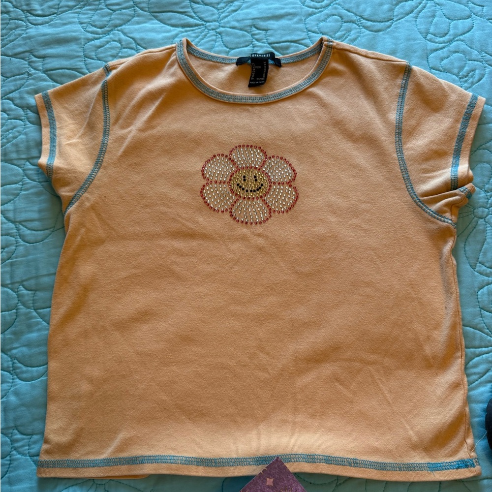 Forever 21 Orange Flower Power! Tee